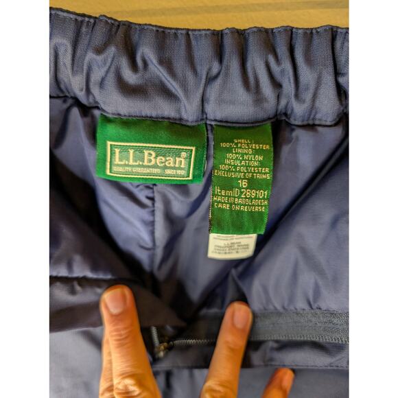 LL Bean Insulated Snow Ski Pants Navy Blue Nylon Mesh Lined Elastic Cuff Medium - Picture 6 of 10